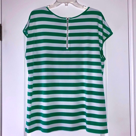 NWOT Green/White stripped sleeveless top, XL 16/18 - Picture 2 of 3